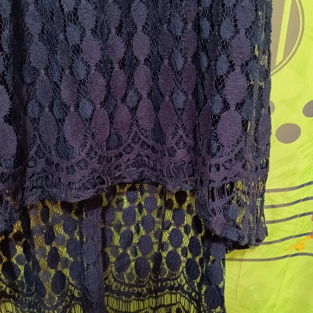 Dress size small deep navy blue lace